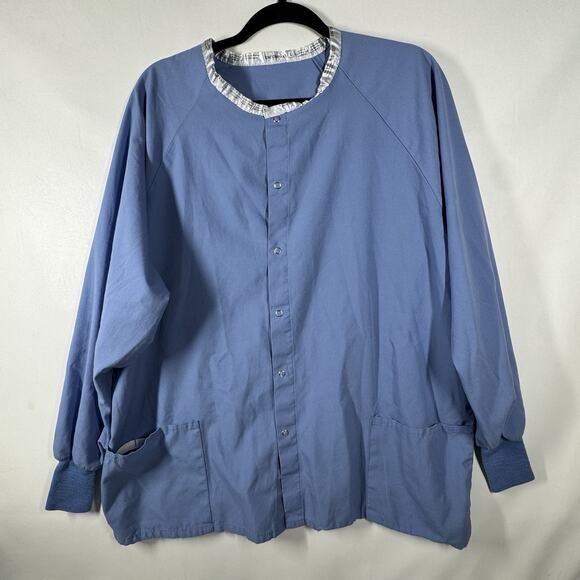 Long Sleeve Reversible Scrub Jacket Large Blue Encompass Surgeon Doctor Costume - Picture 1 of 5
